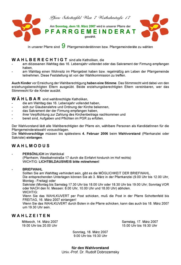 PGR-Wahl 2007 - Ankndigung